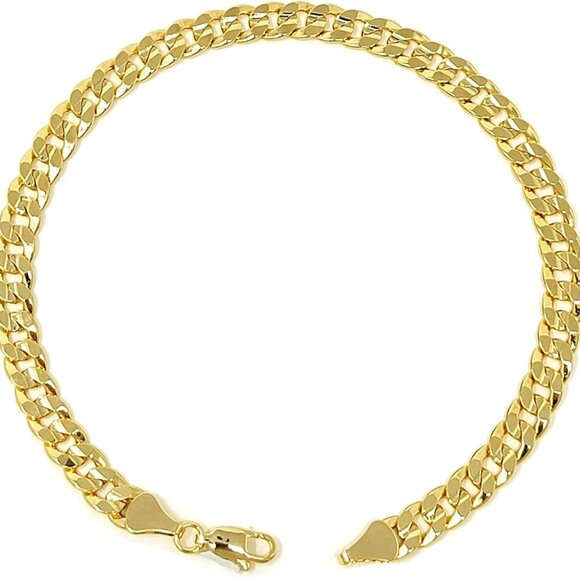 Gold-Plated Anklet Women 9-12 Inch Sizes Cuban Figaro Mariner Herringbone - Picture 1 of 7
